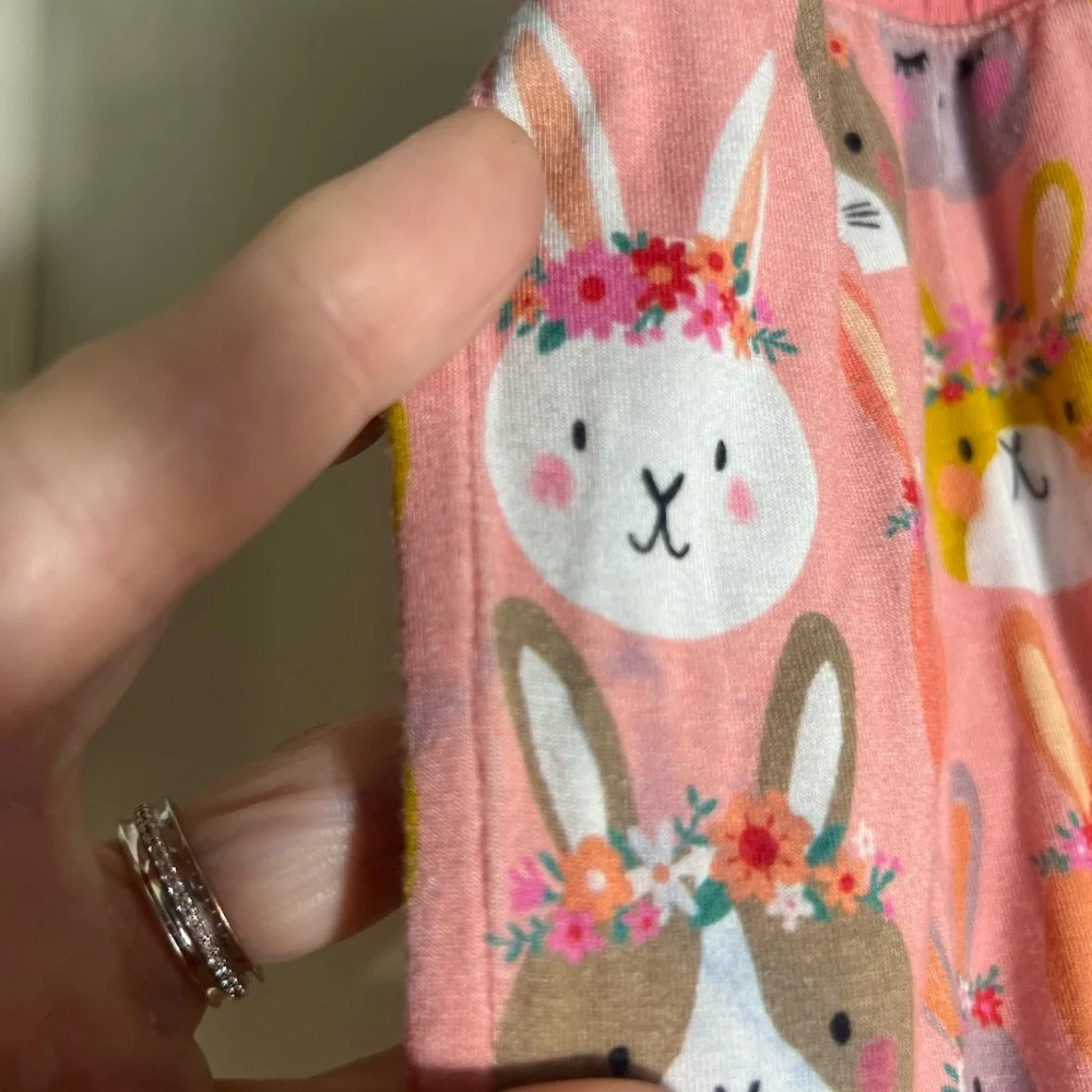 Little Sleepies Bunny Print Pajama Bottoms - Pink and White small mark - Picture 4 of 6